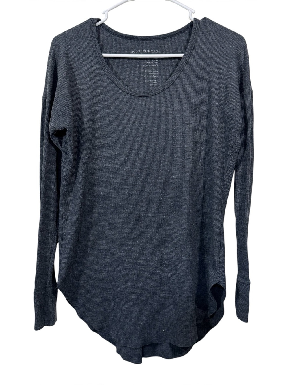 good hYOUman Dark Grey Waffle Knit Scoop Neck Long Sleeve Thermal Shirt